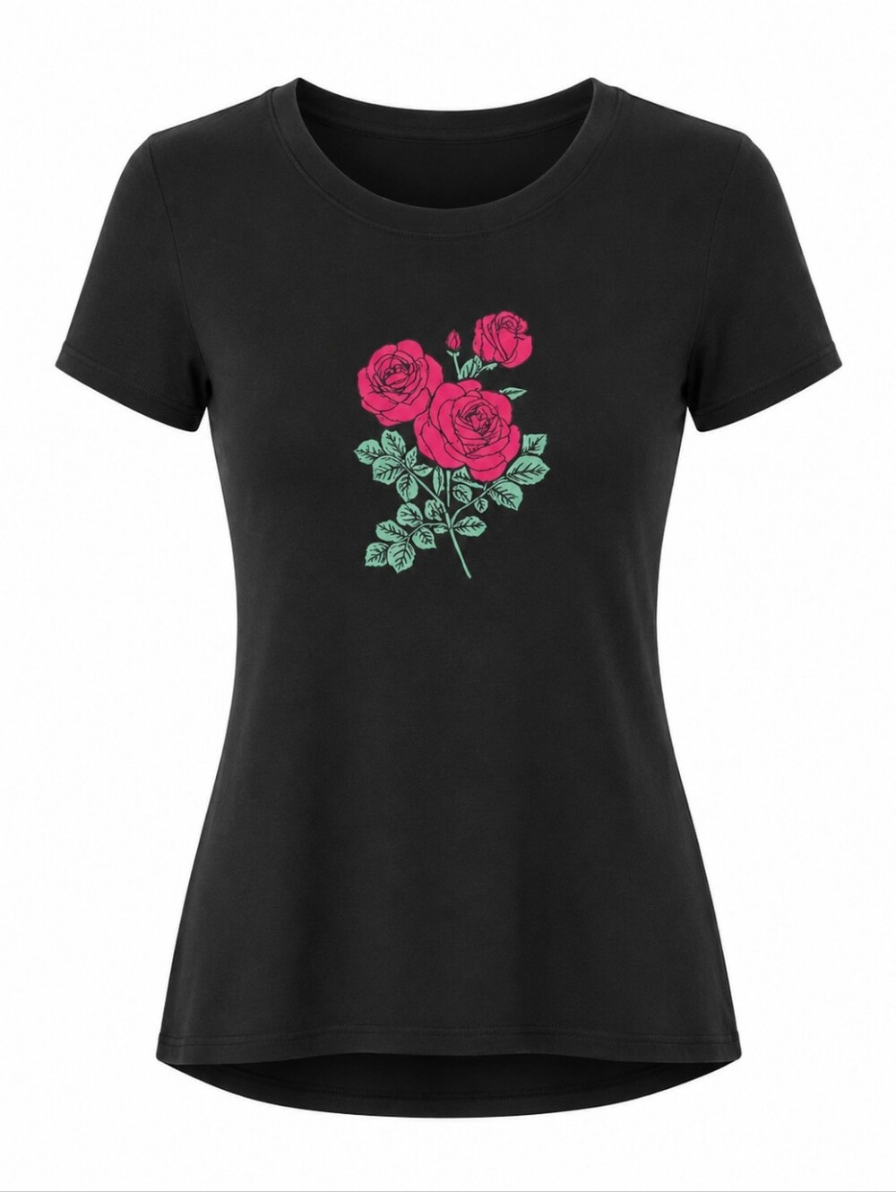 Free State Women’s Medium Black Rose Graphic T-Shirt Floral Short Sleeve Tee